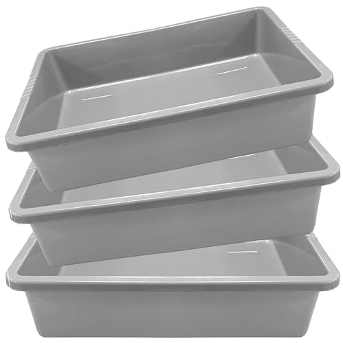 Grey Deep Multipurpose Plastic Rectangular Household Trays Indoor & Outdoor Use Storage Solution (1)