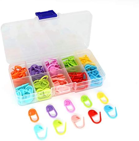 Crochet Stitch Markers, Knitting Crochet Locking Stitch Markers Clips 120PCS Knitting Markers Crochet Stitch Markers Clips with Storage Box, 10 Colors