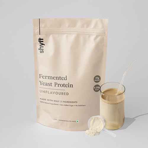 Image of Shyft Fermented Yeast Protein | Unflavoured - 1Kg | 24g Protein | 5.5g BCAA | Easy to Digest | Complete Amino Acid Profile | Just 5 Natural Ingredients | No Chemicals | Vegan Protein | Gut Friendly