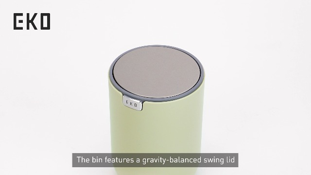 Image of EKO Fandy 0.4 Gal /1.5L Mini Tabletop Trash Bin with Swing-Lid, Desktop Trash Can for Bathroom Countertop, Vanity, Coffee or Office, Small Garbage Bin (Matcha)