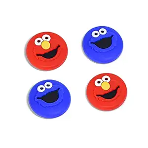 DLSeego Smiling Face Thumb Grips Caps Compatible with Switch & Switch Lite & Switch OLED Joy Con Kawaii Cartoon 3D Console Joystick Protective Cover 4PCS - Red and Blue