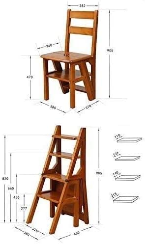 Sgabello pieghevole in legno con sedia multifunzionale e design a gradini