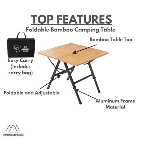 Mesa de Patio Plegable de Bambú MOUNTAIN SUMMIT GEAR para Uso Interior/Exterior Modelo MSG-BBTBL miniatura 4
