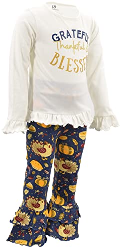 Image of Unique Baby 2 Piece Girls Double Ruffle Leggings and Long Sleeve Shirt Clothes Set Kid and Toddler Girl Outfit