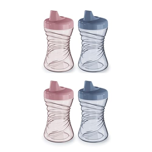 Image of NUK First Choice Fun Grips Hard Spout Straw Cup 2.0, 10 oz. Sippy Cup with Handles, 4-pack