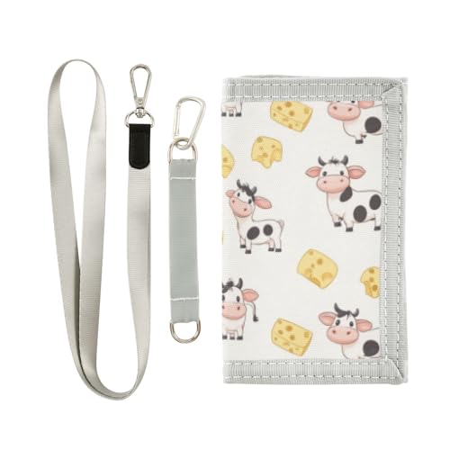 Wusikd Cow Cheese Kids Wallet for Boys Girls Cute Toddler Trifold Wallet Novelty Wallet for Teens Women Men