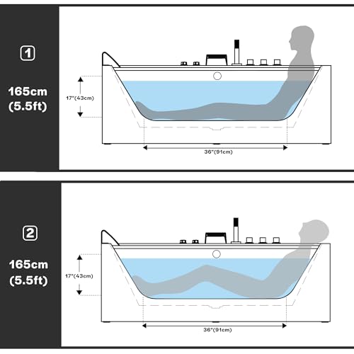 image for Empava 59 in. Acrylic Alcove Whirlpool Bathtub - Hydromassage Rectangu