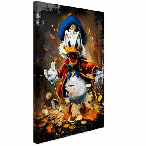 AREDE Tableau Décoration Murale sur Toile | L'oncle Scrooge | Art Déco Salon Chambre | Tableau Moderne 40 x 60 cm | Prêt à être accroché