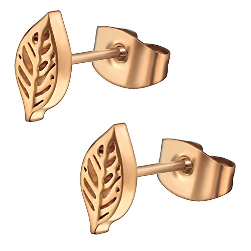 Stainless Steel Tiny Nature Leaf Stud Post Earrings