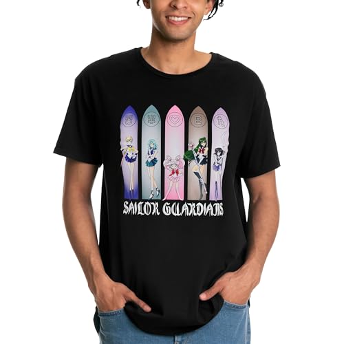 Elbenwald Sailor Moon T-shirt Sailor Guardians Outer Senshi en coton Noir, Noir , XXL