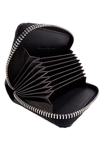 Genuine Crocodile Backbone Skin Leather Business Credit Card Holder Zip Around Wallet (Black)4