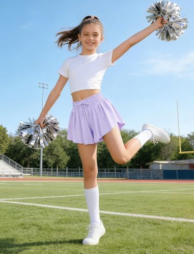 Image of EXARUS Girls Butterfly Shorts Athletic Flowy Cheer Dance Skorts Teen