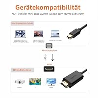 Amazon Basics Mini DisplayPort auf HDMI Kabel, mit vergoldeten Anschlüssen, unterstützt nahtloses Digital-Audio und Full HD-Auflösung, 1.8 m, Schwarz – Ansicht 2