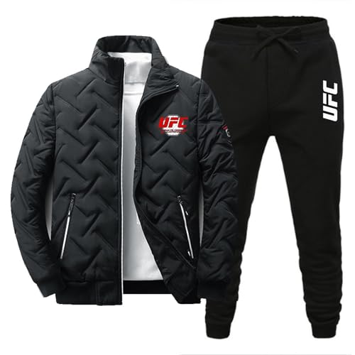 Chandal Hombre Completo Ultimate Fight, 2 Piezas Sudaderas Suit, Chandal de Jogging para Hombre(Black,XXL)