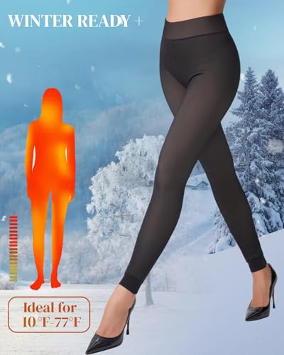 Image of leg elegant Fleece Lined Tights Women Sheer Warm Pantyhose Leggings Fake Translucent Thermal Winter Thick Tights for Dresses