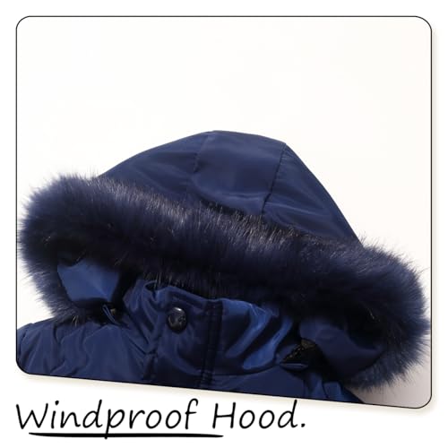 Girls Winter Jacket Coat with Fur Hood Size 4-10 Warm Fleece Lined Puffer Outwear3
