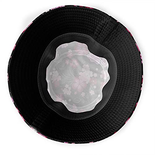 Cute Bright Pink Floral Butterfly Bucket Hat For Women Men，Beach Sun Fishing Golf Boonie Hats，Mens Womens Outdoor Travel Hats Caps Collapsible Unisex #TOP4