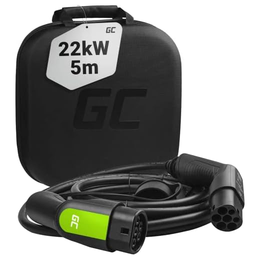 Green Cell® GC Type 2 Laddkabel för EV Elbilar PHEV | 22kW | 32A | Typ 2 till Typ 2 | 5 meter | 3-fas | Kompatibel med Tesla Model S / 3 / X/Y, ID.3, i3, Leaf, ZOE, EQC, I-Pace, E-Tron