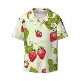  Jolie chemise de plage tropicale à manches courtes pour homme avec imprimé fraise – Chemise d\'été élégante et confortable, noir, Taille XL