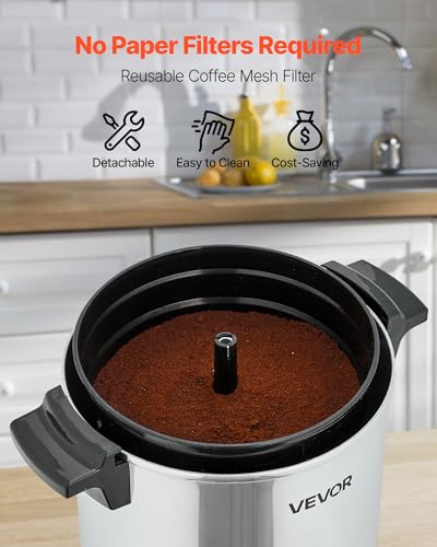Image of VEVOR Commercial Coffee Urn, 40 Cup 6 L Hot Beverage Dispenser with Dripless Faucet, Quick-Brewing Commercial Coffee Maker, Automatic Temperature Control, for Catering, Party, Church & Restaurant