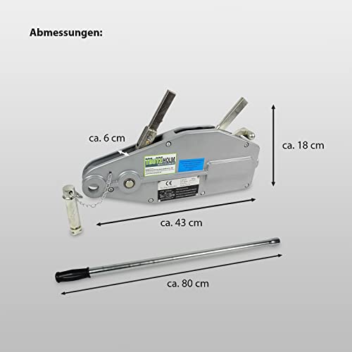 Seilzug Greifzug Seilwinde Forstseilwinde Offroad Winde 800-3200 kg inkl. 20m Seil (800kg) - 5