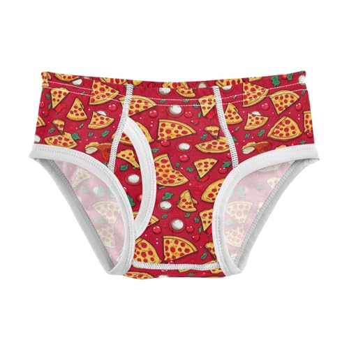 ODAWA Pizza Funny Red Toddler Briefs Cotton, Tag-Free Comfort 2T Underwear Boys