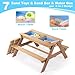 3-in-1 Kids Outdoor Wooden Picnic Table with Umbrella, Convertible Sand & Water Table, Cedar Wood Activity Table for Backyard (Brown)