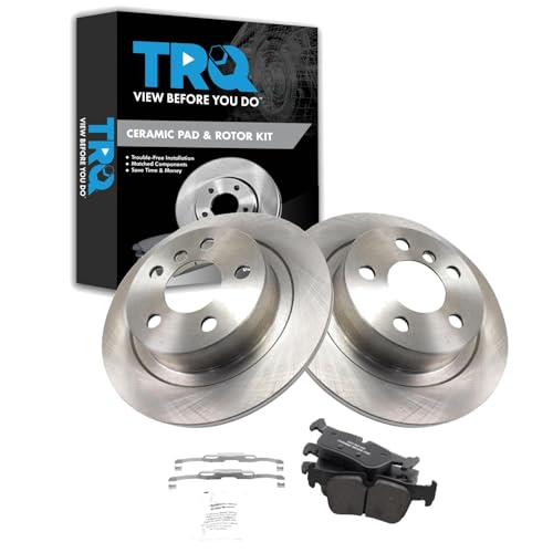 Image of TRQ Rear Brake Pad and Rotor Set Ceramic Compatible with 2014-2020 BMW i3 2018-2020 i3s 2016-2021 Mini Cooper Clubman 2017-2021 Cooper Countryman