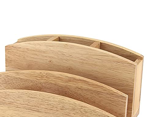apollo THE HOUSEWARES BRAND Letter Rack Pen Tidy, Organiser, Stand, Hevea Wood, Great Idea, Size: 23x14x12cm, Natural - Image 2