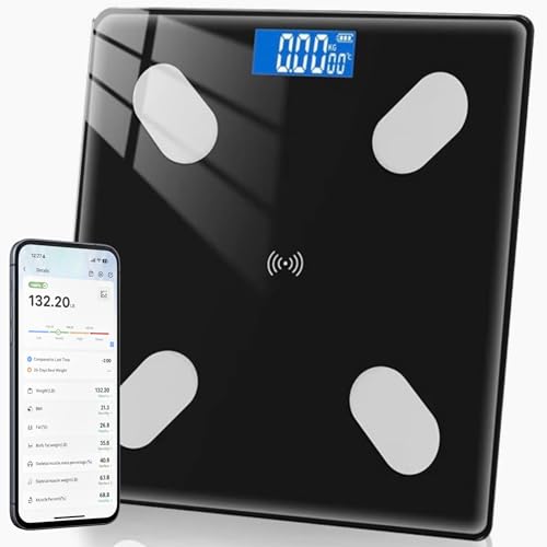 Bluetooth Smart Scale for Body Weight – Body Fat & BMI Tracking, Digital Bathroom Scale with App...