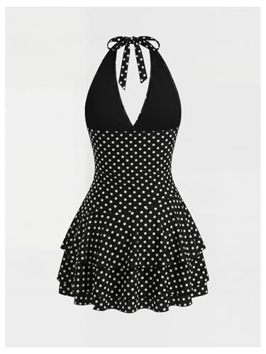 Image of SOLY HUX Women's Halter Mini Dresses Y2k Western Dress Festival Rave Outfit | Deep V Neck Backless Sundress with Shorts, Flowy, Country Concert Outfits