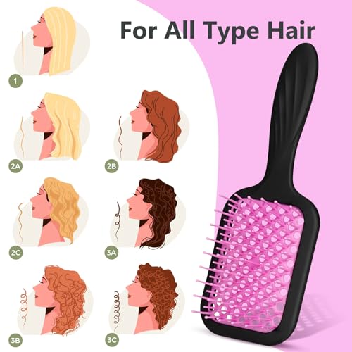Hair Brush, SHINLEA Detangling Hair Brush Curly Hair brushs For Wet & Dry Hair, Scalp Massage Detangler Brush, Speed Dry Vented Detangle Hair Brush for Women, Men, kids(01) - Image 4