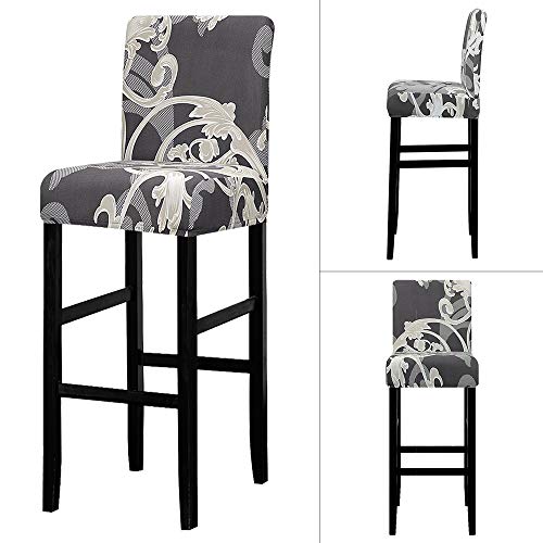 Image of Lellen Jacquard Bar Stool Cover Set of 4 - Stretch Dining Chair Cover,Bar Stool Seat Covers,Barstool Covers Slipcovers for Dining Room Short Swivel Counter Height Side Chairs(125897)