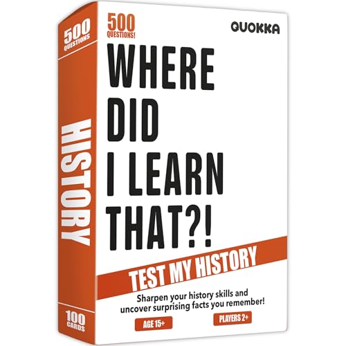 Image of QUOKKA Trivia Card Games for Adults with 500 Questions - History Board Games for Adults, Teens and Families - Trivia Cards with Answers - Fun Party Game for Family Game Night