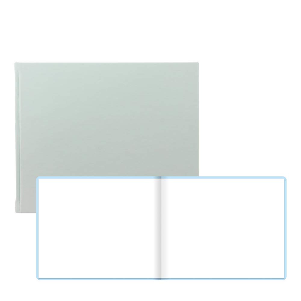 Letts Pastel Quarto Landscape Guest Book, White Paper, 128 Pages, 8.25 x 10.125 x 0.5 Inches, Duck Egg (B090064)