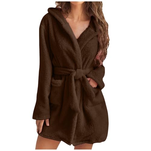 Mujer Invierno Hogar Ocio Monocolor Albornoz Doble Bolsillo Tirantes Camisón Seda Pijama Mujer, marrón, S