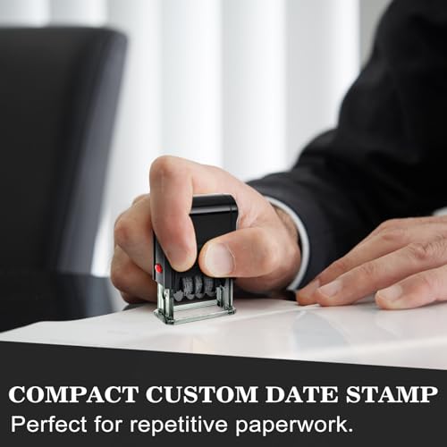 Custom Date Stamp Personalized Signature Stamp with Date Self Inking Signature Date Stamper for Business 1 Line Custom Text with Date Choose from Many Fonts and Colors