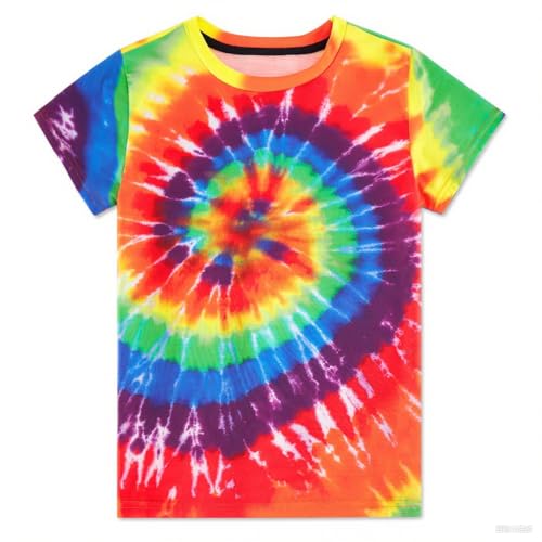 Boys Tie Dye Shirt Size 4-14 Kids Girl Tie Dye Shirts Short Sleeve Hippie Tshirt