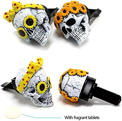 Car Aromatherapy Essential Oil Diffuser,Forreen 5 Pieces Air Freshener Vent Clip Creative Skull Cute Resin Skeleton Car Aromatherapy Diffuser for Car Air Outlet Office Living Room