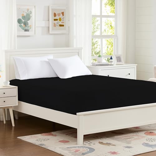 Hotella 100% Microfiber King Size Fitted Sheet Only 78x80 inches Hotel Quality Deep Pocket Bottom Sheet Fit for 6 8 14 Matress Machine Washable and Non-Fade Snug Fit & Stay in Place Black