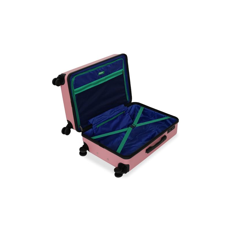 Image of United Colors of Benetton Cabin Hard Luggage Glide - Rose Pink | PC Carry-On Trolley Bag | TSA Lock & 360 Spinner Wheels Suitcase | Telescopic Handle | Water Resistance | 55cm | 46L Capacity