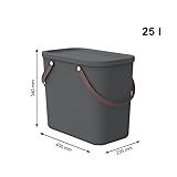 Rotho Albula Aufbewahrungsbox 25l mit Deckel, Kunststoff (PP recycelt), anthrazit, 25l (40.0 x 23.5 x 34.0 cm)