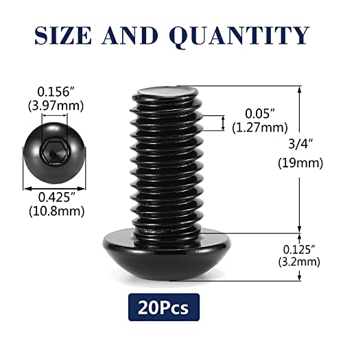Sg Tzh BH-01-BLACK 1/4-20 X 3/4 Inch Button Head Socket Cap Bolts Screws thumb #1