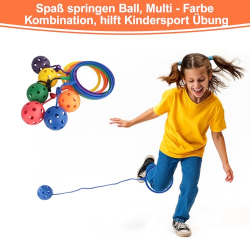 Lixstyea 6 Stück Regenbogenfarben Fußkreisel Ball - Springring Bewegung Spaß Toys für Kinder, Jumping Ball Swing Fußkreisel für Outdoorspiele, KöRperkoordination und Macht Spaß