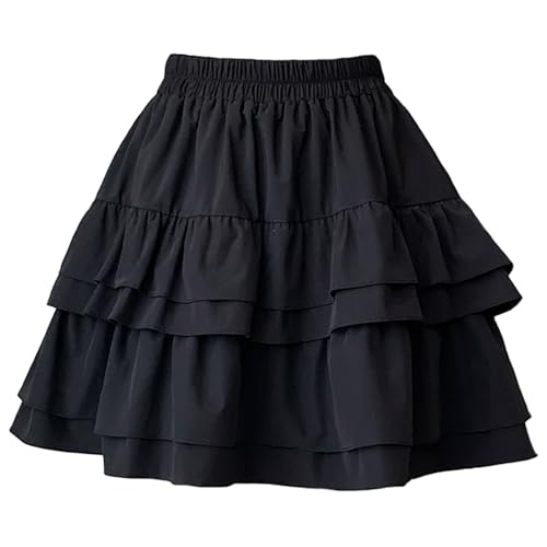 Women's Ruffle Layered Skirt Flowy High Waisted Flared Hem Cute Skirts Summer