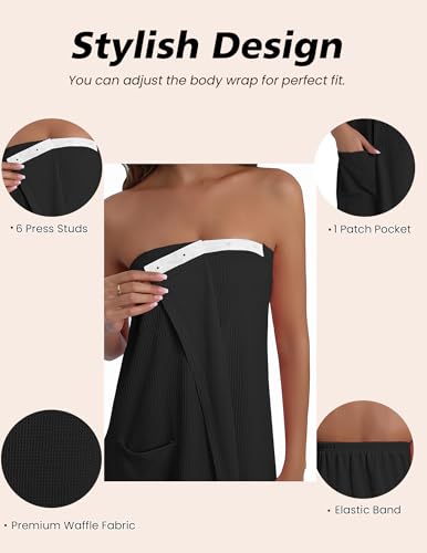 Image of Ekouaer Waffle Robes For Women Bath Wraps Lightweight Knee Length Soft Shower Robe with Pocket S-L