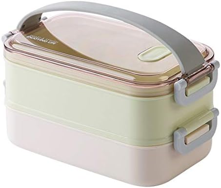 bento Lunch Box for Adults Lunch Box 2-Tier Bento Boxes with Compartments Leakproof Bento Box with Tableware Food Container Box (Color : Red) (Red)