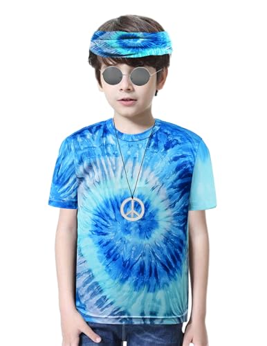 Disfraz hippie infantil 4 piezas 60s 70s azul miniatura 2