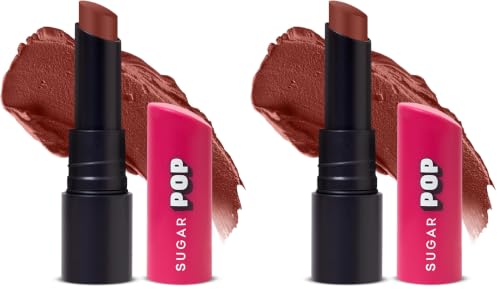 Image of SUGAR POP Ultrastay Transferproof Lipstick | 100% Transferproof | Waterproof Matte Lipstick | Vitamin E | 4 gm - 17 Brown Brilliance (Pack of 2)