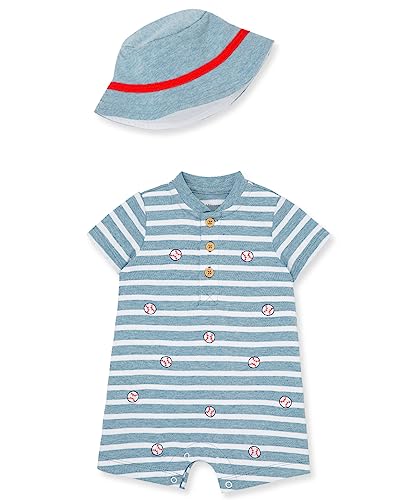 Image of Little Me Baby Boys 2-piece Romper and Hat Set